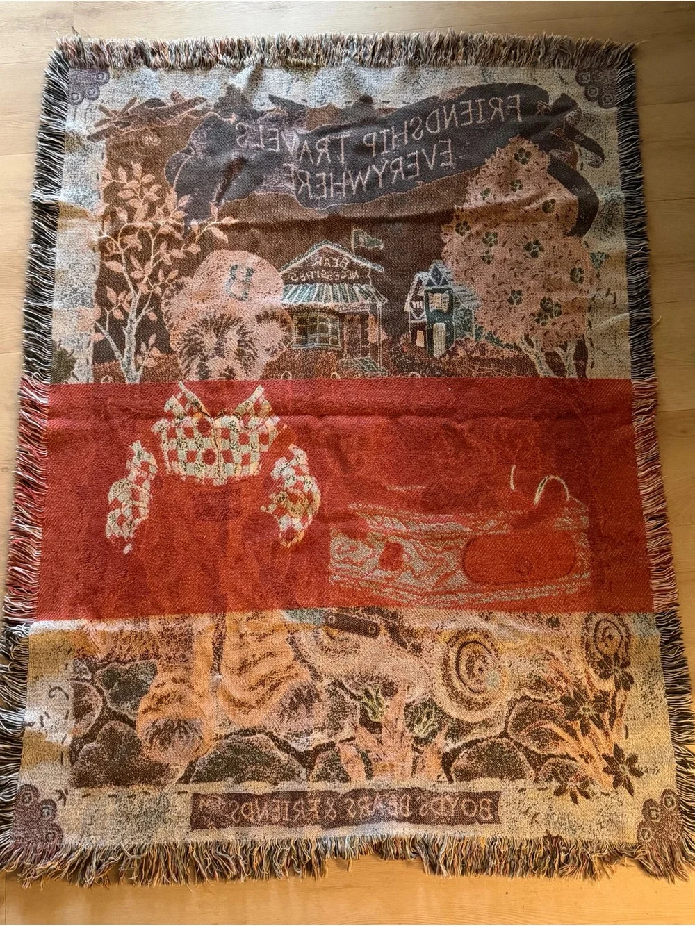 Boyds Bears & Friends Brown Teddy Wall Throw - Friendship Travels Everywhere